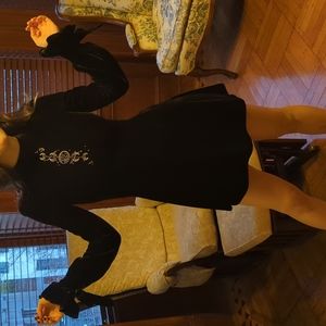 Black Velvet Goth S Skater Dress